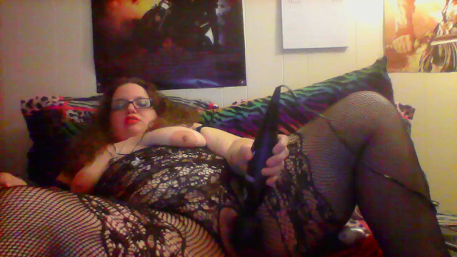 Big Clit BBW In Black Lace Gushes with BBC Dildo and Hitachi