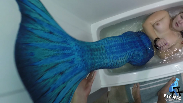 Captive Mermaid Blowjob in Bathtub